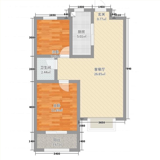 鑫界9号院1室1厅1卫1厨74㎡户型图