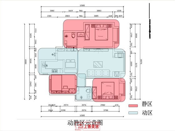 广安云棠110平动静分区图