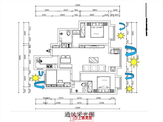 广安云棠110平采光通风图