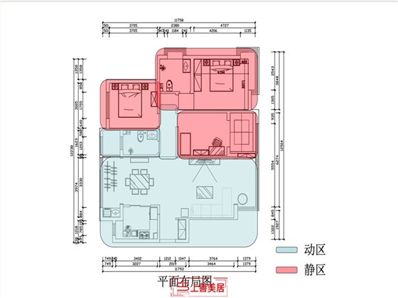 盛邦大都会139平动静分区图