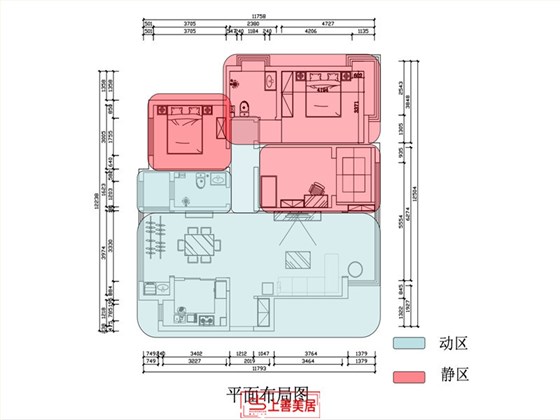 盛邦大都会139平动静分区图