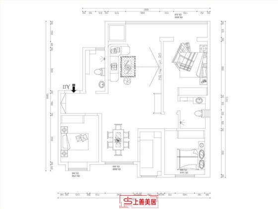 瑞城F区120平现代风格户型图