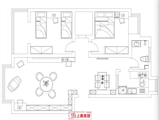 泰花苑98平现代风格户型图