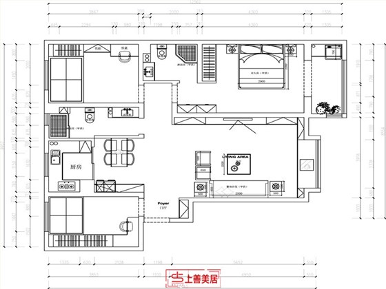 玉龙小区 135平现代风格平面布置图t1