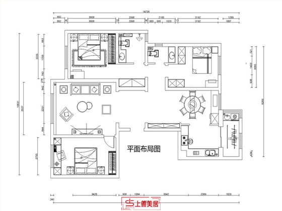 中山华府140平现代风格户型图