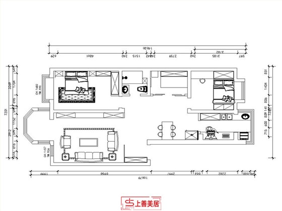 钻石公寓110平现代风格布局图