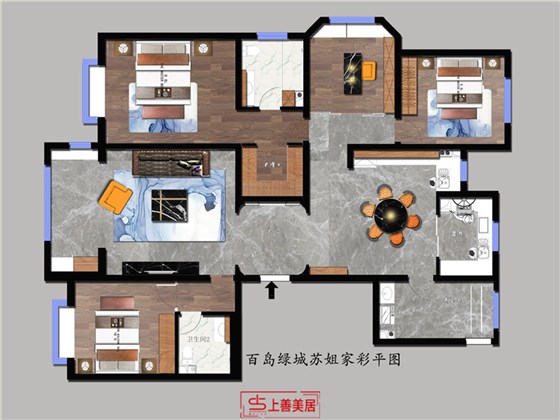 百岛绿城220平中式风格户型图