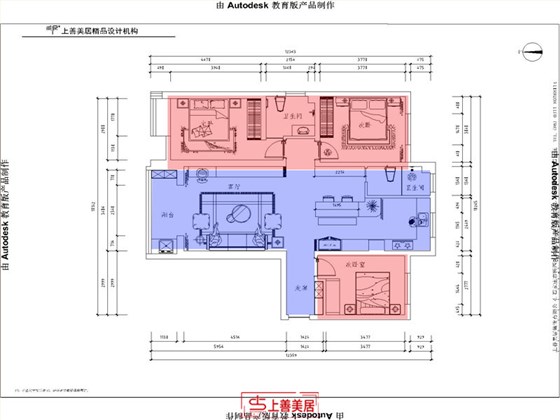 博雅盛世135平现代风格静动分区