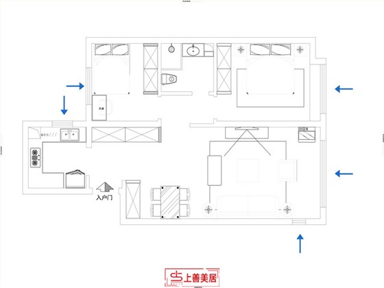 国赫天著95平中式风格户型图