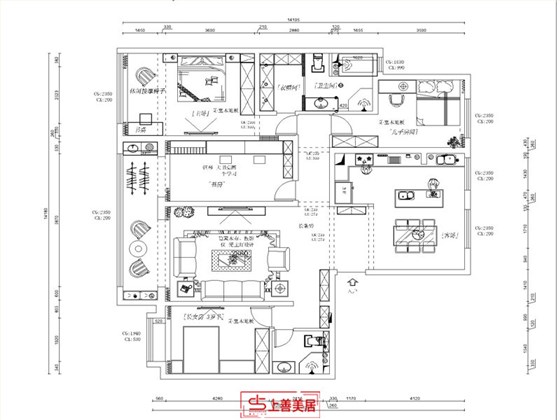 融创中心210平意式极简风格户型图