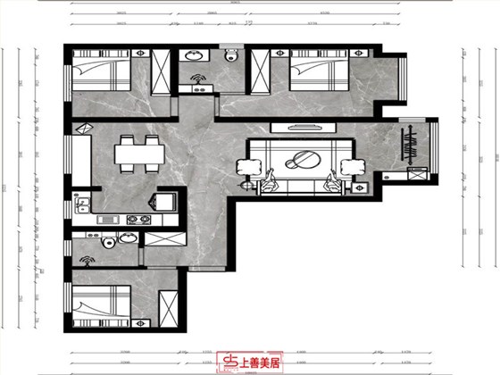 东南智汇城120平简欧风格户型图