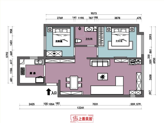 国赫天著95平现代风格户型图