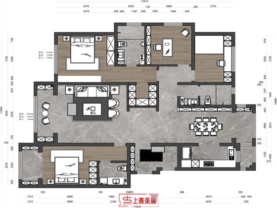 汇君城180平现代风格户型图