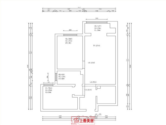 健康城85平现代风格原始户型图