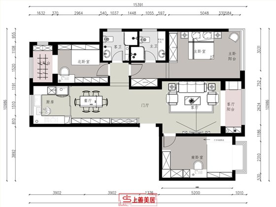 融创中心150平现代轻奢户型图