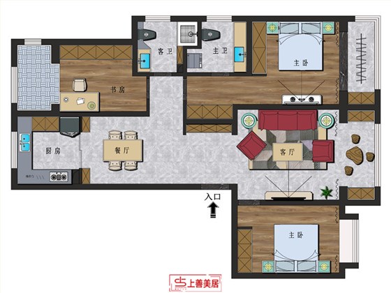 融创中心155平现代风格户型图