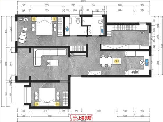 融创中心155平现代轻奢风格户型图