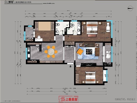 融创中心180平后现代风格户型图