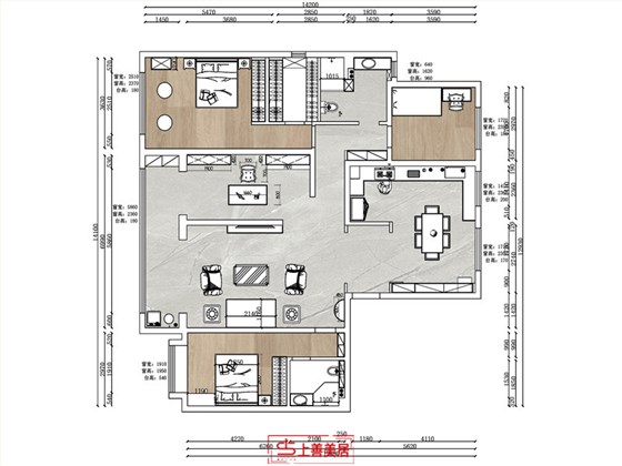 融创中心210平新中式风格户型图