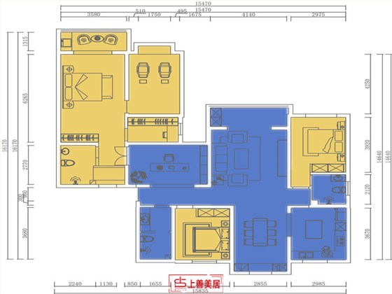 盛世华府180平美式风格户型图