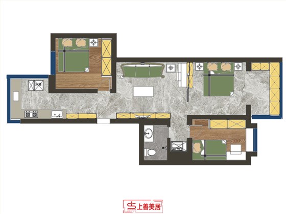 铁路31宿舍70平现代风格户型图