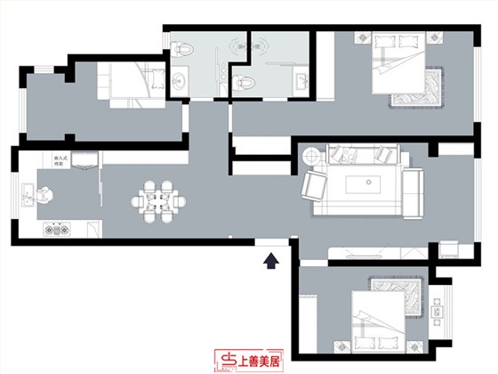 润德天悦城91平现代户型图