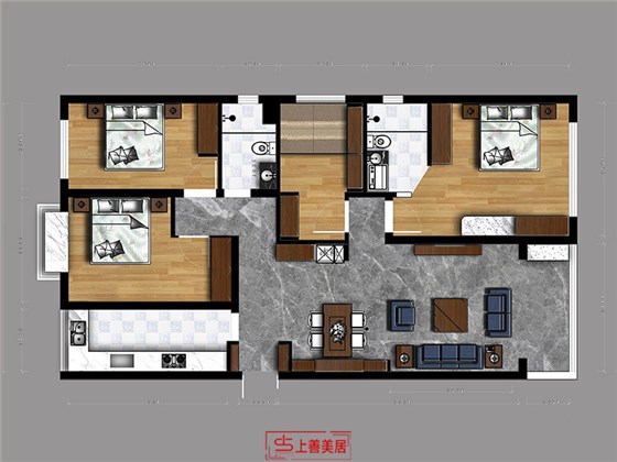 恒大御景半岛150平现代风格户型图