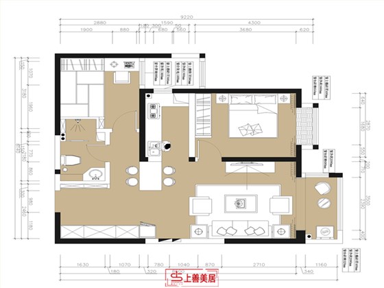 天洲视界城69平现代风格户型图