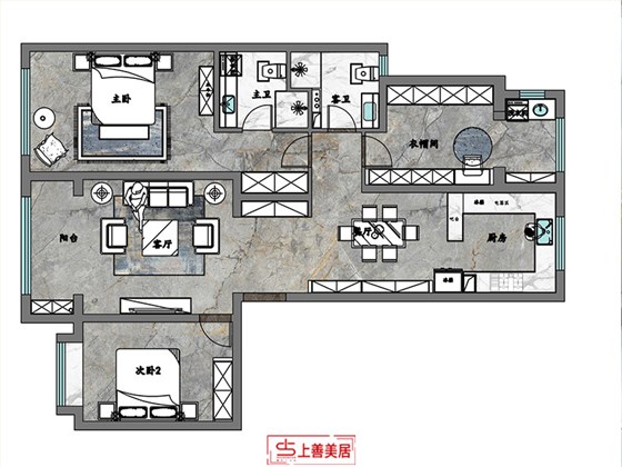 融创中心155平现代风格户型图