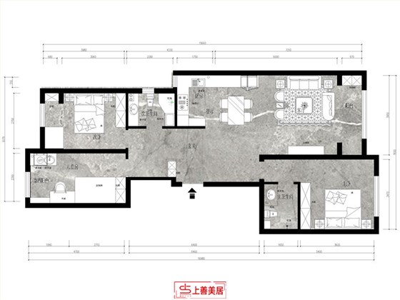 中山华府130平中式风格户型图