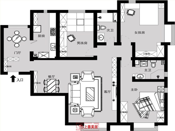 翰林观天下140平现代风格户型图