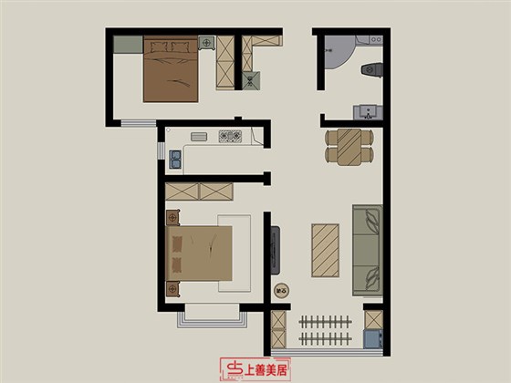 新客西园90平现代风格户型图