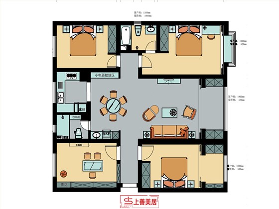 振头新区150平现代轻奢风格彩平图