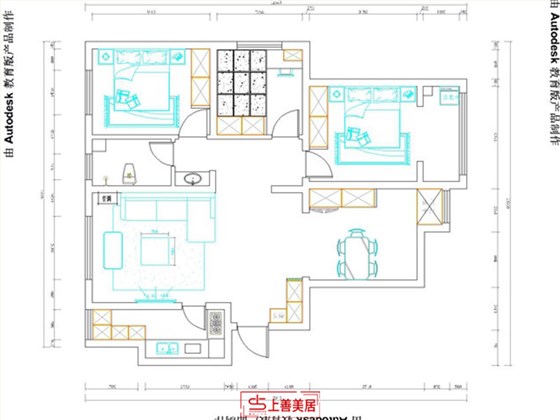 翰林观天下140平新中式风格户型图