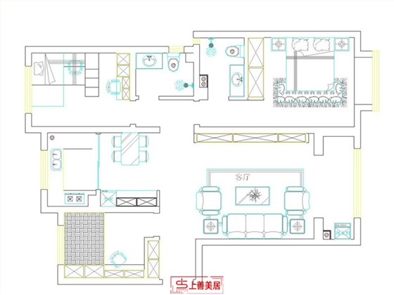 宁晋上城御府120平现代风格户型图