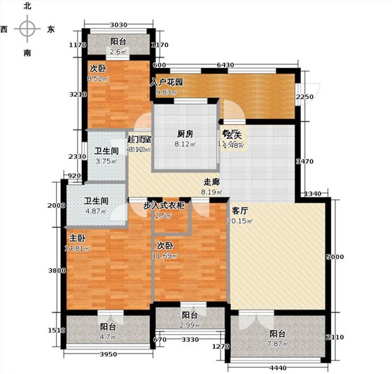 天下锦程3室3厅2卫1厨138.00㎡户型图