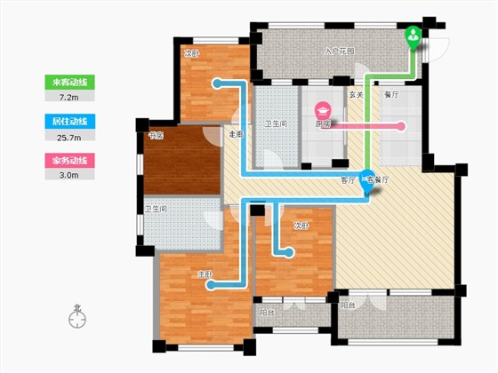 天下锦程4室1厅2卫1厨165㎡动静线图