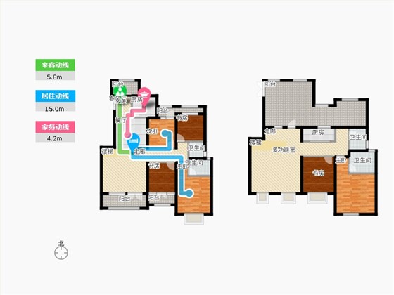 天下锦程6室1厅4卫2厨277㎡动静线图