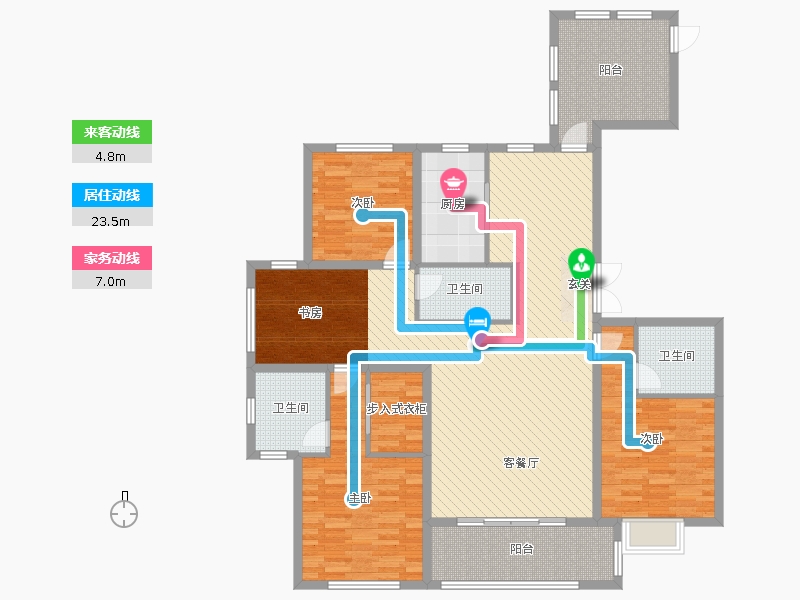 荣盛华府3室2厅3卫1厨177.00㎡