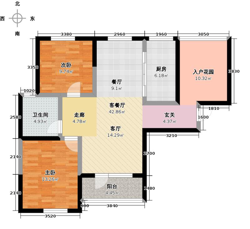 国源和天下2室1厅1卫1厨94.00㎡户型图