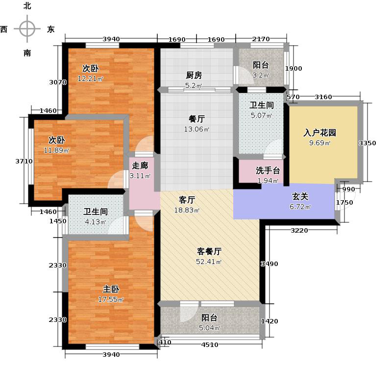 国源和天下3室1厅2卫1厨135.00㎡户型图