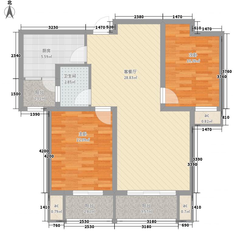 盛世御城2室1厅1卫1厨80㎡户型图