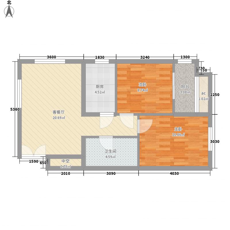 盛世御城2室1厅1卫1厨75㎡户型图