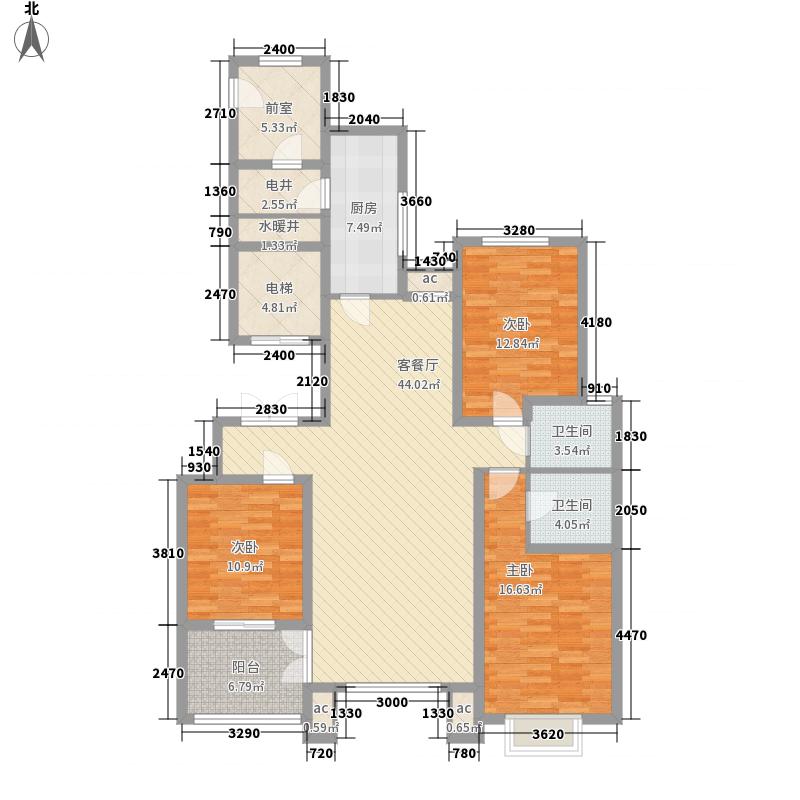 盛世御城3室1厅2卫1厨165㎡户型图