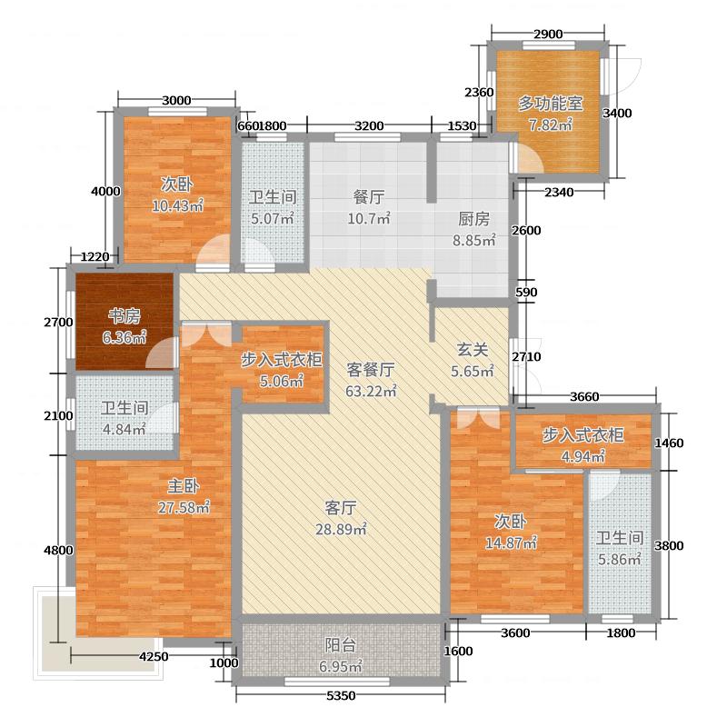 荣盛华府4室2厅3卫0厨205㎡户型图