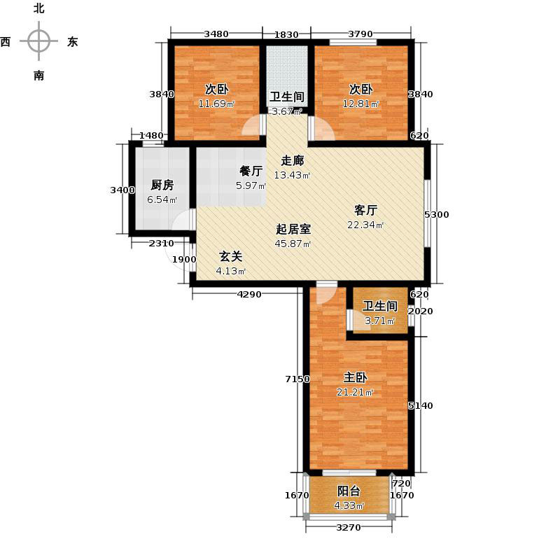 卓升尚郡3室2厅2卫1厨124㎡户型图