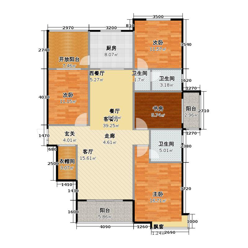 鑫界9号院4室1厅2卫1厨160㎡户型图