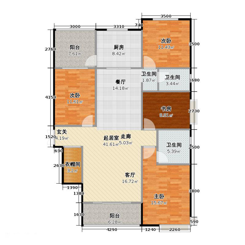 鑫界9号院4室2厅2卫1厨166㎡户型图