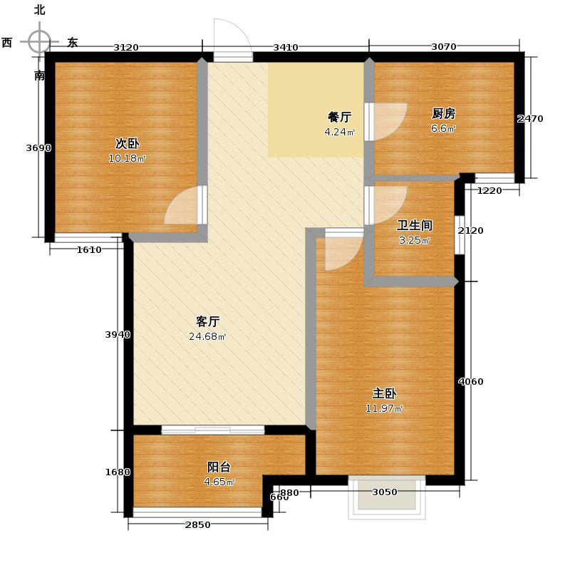 百岛绿城2室2厅1卫1厨88㎡户型图