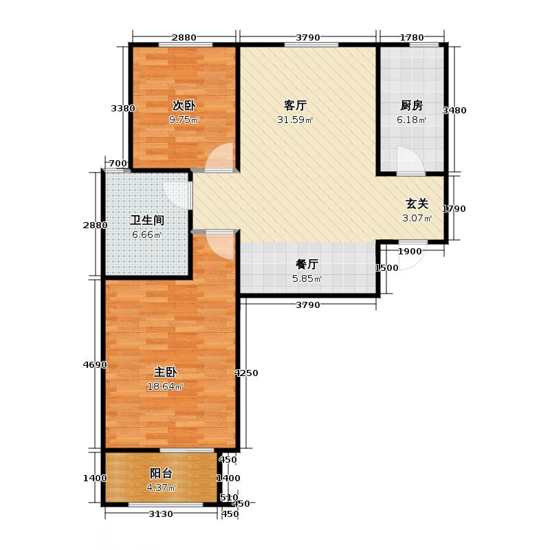 百岛绿城2室2厅1卫0厨103㎡户型图